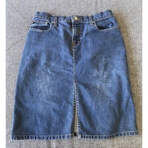 Ralph Lauren Low Rider Stretch Denim Slit Front Denim Jean Skirt Womens Sz 4
